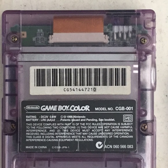 Gameboy Color System Clear Atomic Purple Console Handheld Nintendo Game Boy - Picture 4 of 12